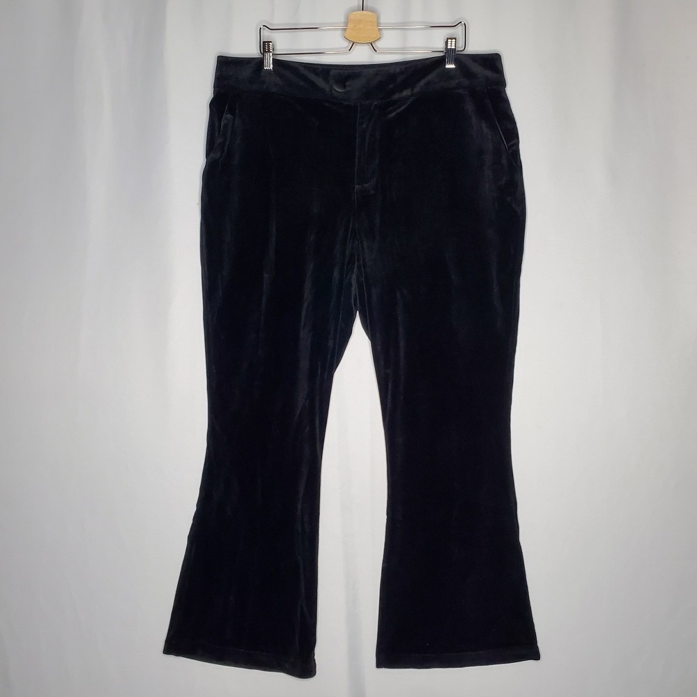 Universal Standard Velvet Pants Women 18 Black Stretch Flared Leg Pocket Farrah